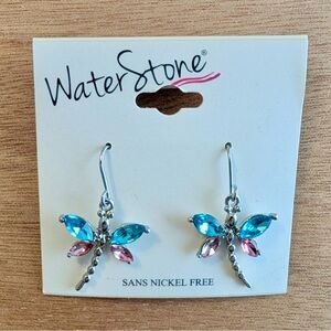 Real Y2K Vintage Waterstone Firefly Earrings Nickel Free Sensitive Pink and Blue